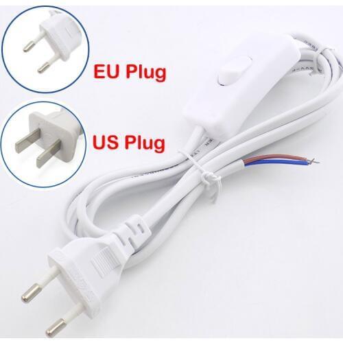 AC Power Cord Line With On/Off Switch Button 1.8m EU US Plug Cables Wire Extension Cords Two-pin Adapter Line For LED Lamp Light