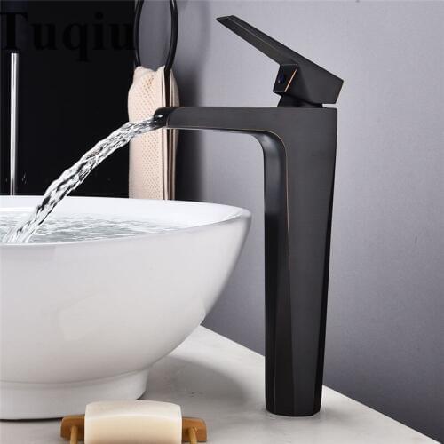 Vidric Basin Faucet Black Oil Brushed Brass Crane Bathroom Faucets Hot and Cold Waterfall Faucet Lavatory Mixer Tap torneira