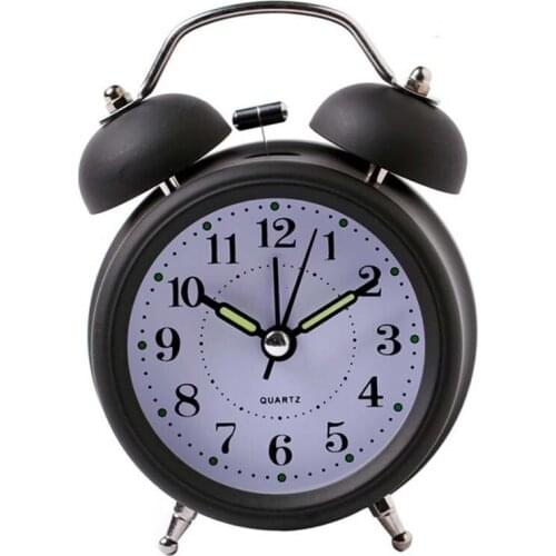 3 Inch High-grade Metal Bell Quartz Alarm Clock Super Silent Needle With Night Light single-sided simple modern