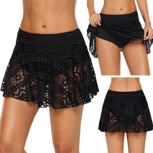 Women Swimming trunks women hollowed-out high-waisted skirt Europe and the United States sexy lace lace triangle bikini pants