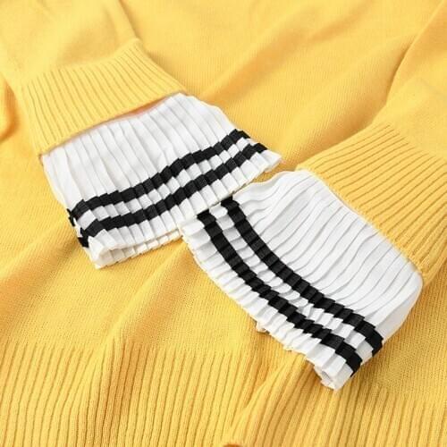 1 Pair Women Fake Flared Sleeves Girls Lace Pleated Detachable Sleeve Fake Cuffs Sweater Decorative Female False Cuffs