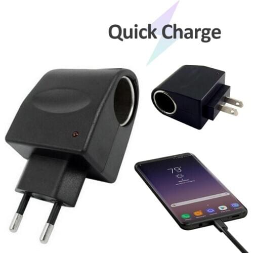 1pc Universal Plug US EU 220V AC To 12V DC Car Power Adapter Socket Converter Quick Charge Home Auto Cigarette Lighter