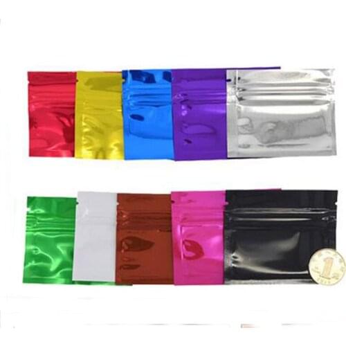 100Pcs/Lot 7.5*6cm 10 Colors Zip Lock Aluminum Foil Food Packaging Bag Snack Pouches Mylar Self Seal Zip lock Package Bag