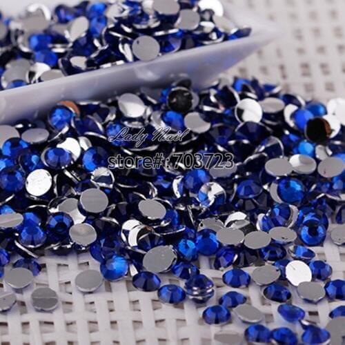 1000 pcs 2mm - 6mm Mix Size Dark Blue 14 Facets Resin Round Rhinestone Sparkling Rhinestones Nail Art Decoration DIY N11