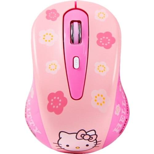 2.4G Mini Hallo Kitty Computer Wireless Mouse Ergonomic Girl Pink USB Mause Cute Cartoon 3D Mice Gift For Mac Laptop PC Notebook