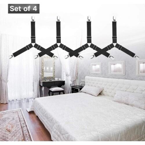 4Pcs/Set Bed Sheet Clip Holder Elastic Grippers Non-Slip Nylon Tidy Blanket Mattress Cover Blanket White and Black Mattress Clip