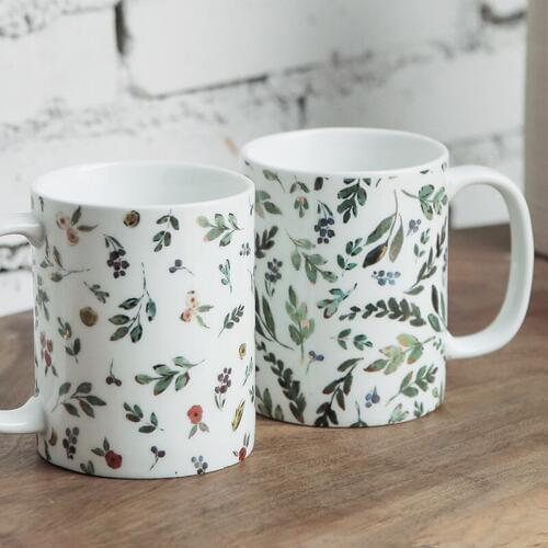 400ml ceramic coffee mug ins christmas gifts floral printed porcelain juicy water milk drinkware Europe style cups and mugs