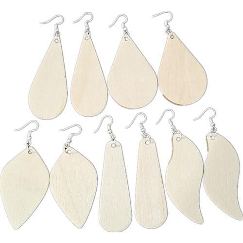 50 PCS Custom DIY Accessories, Water Drop Shape, Wood Chip, Colored Decorative Pendant With Hole Earrings