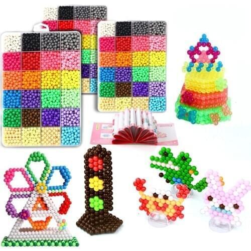 6000pcs 24 colors Refill Beads puzzle Crystal DIY water spray beads set ball games 3D handmade magic toys for children
