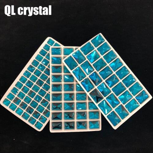 8x10,10x14,13x18mm Peacock Blue Sew on Glass Crystal Rhinestone Flatback for wedding Dress DIY clothes shoes bags accessories