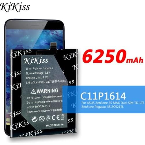 For ASUS C11P1614 Phone Battery for ASUS ZenFone 3S MAX Dual SIM TD-LTE ZenFone Pegasus3S MAX ZC521TL X00GD 6250mAh