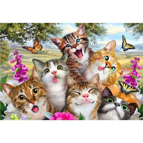 DIY Diamond Painting Cartoon Cats Butterfly Diamond Embroidery Full Cross Stitch Rhinestone Mosaic Home Decor Handmade Gift