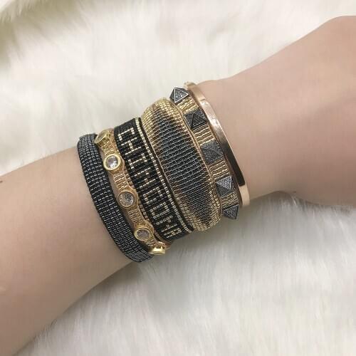 BLUESTAR 5pcs One Set Vintage Rivet Bracelet Friendship Handmade MIYUKI Crystal Bead Bracelets Pulsera Mujer