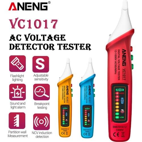 VC1017 AC Voltage Detector Tester Meter 12V-1000v Non-contact Pen Style Electric Indicator LED voltage meter vape pen