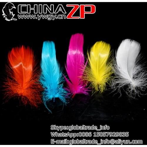 Exporting from CHINAZP Factory 1000pcs/lot Top Quality Mix Color Dyed Goose Coquille Loose Feathers