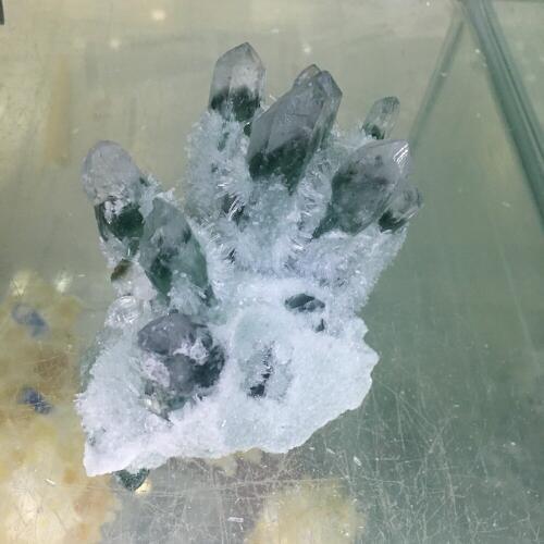 Energy crystal large size green ghost quartz crystal cluster reiki healing crystals for home & office decoration