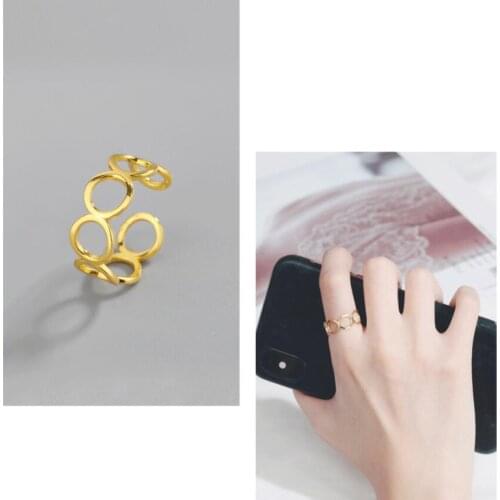 Jisensp 2020 New Ins Simple Fashion Multi Circle Opening Rings Geometric Finger Rings Bohemian Jewelry for Women Birthday Gift