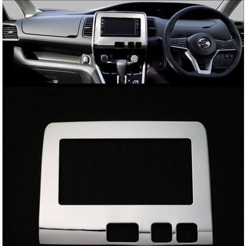 JY 1PCS SUS304 Stainless Steel GPS Navigation Frame Cover Panel Trim Car Styling Accessories For Nissan Serena C27 2016-2018