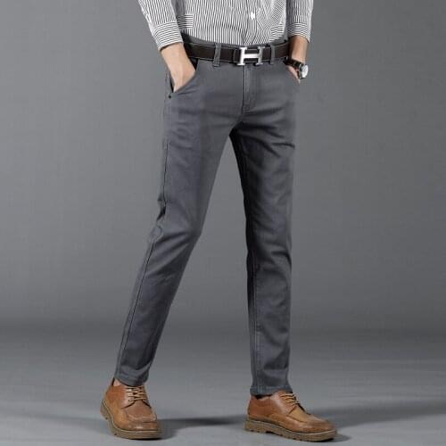 Classic Mens Khaki Grey Blue Casual Pants 2020 New Business Fashion Slim Fit Cotton Stretch Trousers Male Brand Clothing