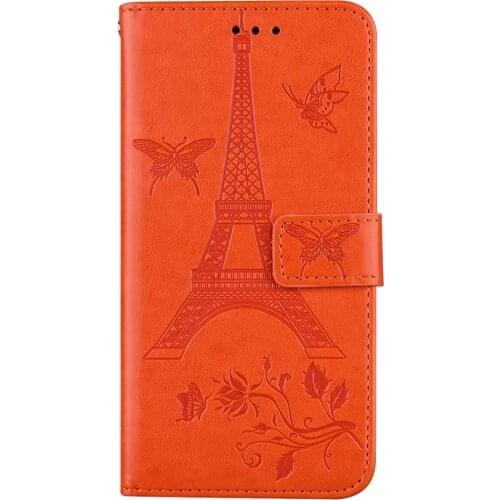 Embossing Leather Case Classic Magnetic Phone Case Tower Leather Cover For iPhone5 5S SE