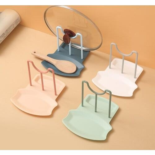 Kitchen Countertop Non-perforated Spoon Storage Rack Kitchen Dish Pot Lid Punch-Free Spoons Holder Bracket Kitchen Tool