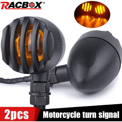 Motorcycle metal turn signals DRL 12V Retro Bullet Black Grid Brake Light For Cafe Racer Bobber Chopper