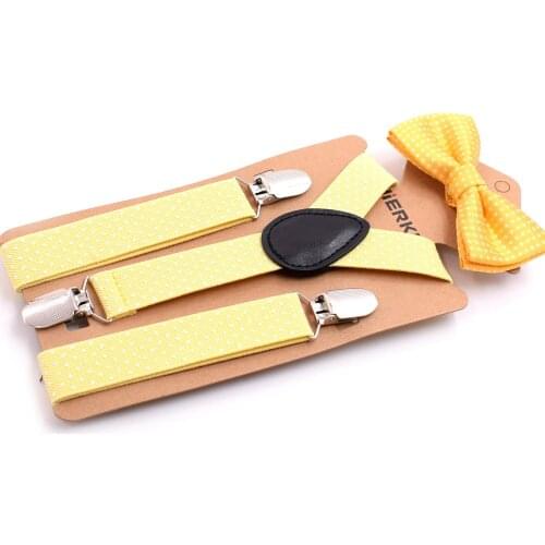 Europe and America Bow Tie Set Childrens 3 Clip Straps Printed Y-shaped Sling Clip Yellow Garter Belt