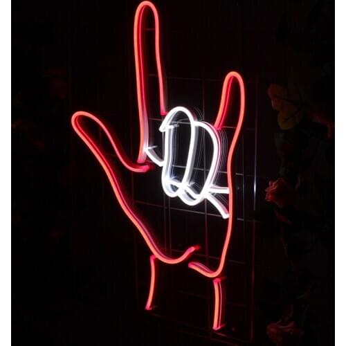 Neon Light Signs Custom Anime Art Personalize Hand Gesture Hanging On The Wall Indoor Finger Led Bar Home Room Wall Decor