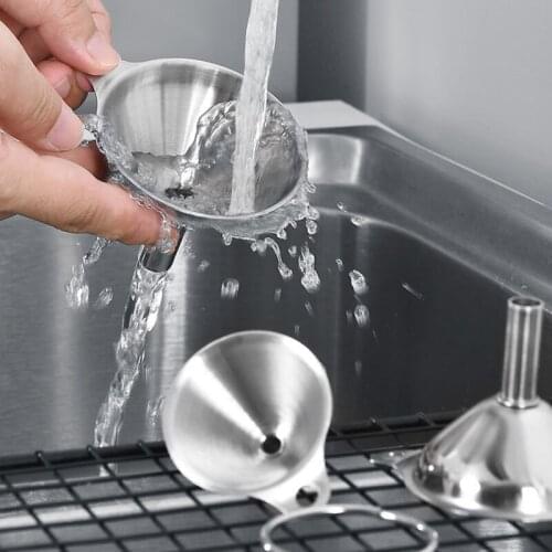 Stainless Steel Funnel Kitchen Oil Liquid Funnel Metal Funnel With Detachable Filter Wide Mouth Funnel For Canning Kitchen Tools