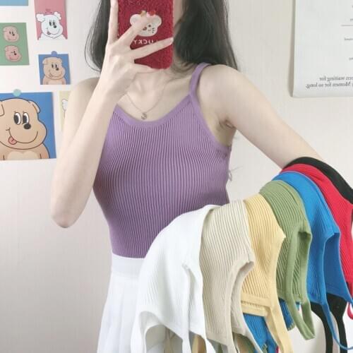 2020 New Sexy camisole women Top Sling knit vest Female Tank casual black cami summer Basic sleeveless Gebreide sling voor dames