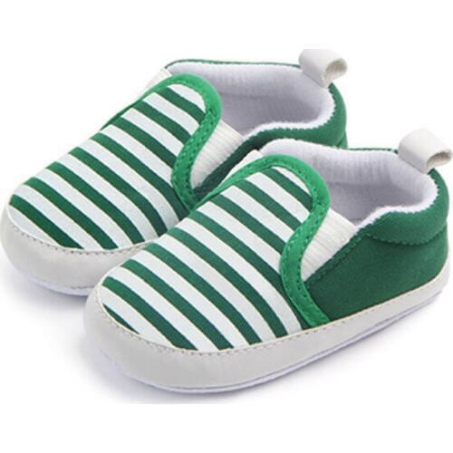 Infant Baby Boys and Girls Shoes Toddler Stripe Crib Shoes Soft Sole Anti-Slip Shoes Prewalker
