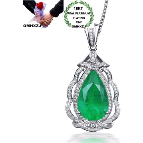 OMHXZJ Wholesale CA482 European Fashion Woman Party Birthday Wedding Gift Water Drop Zircon 18KT Rose White Gold Pendant Charm