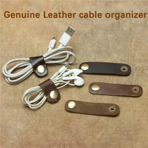Wholesale 40pcs Cable Organizer Fashion Genuine Leather Universal Organizer Cables Eraphones Wire Management for Iphone Sumsang