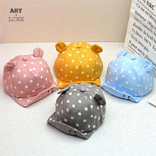 Autumn New Lovely Dots Ear Infant Sun Cap Newborn Baby Girls Hats Cotton Soft Baseball Toddler Boy Caps For Children For 6m-2y