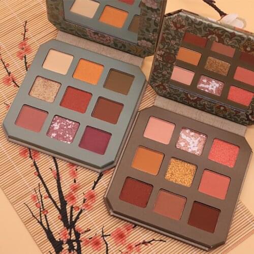 Novo 9 Color Tang Dynasty Chinese Style Eyeshadow Palette Diamond Glitter Metallic Nude Eye Make Up Pigmented Makeup Cosmetics