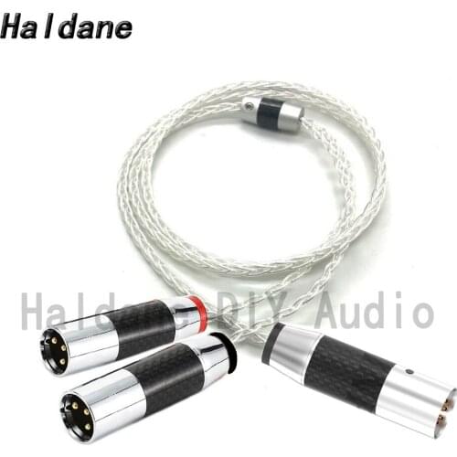 Haldane HIFI 7n-OCC Silver Plated Carbon Fiber 4pin XLR Male to Dual 2x 3pin XLR Balanced Male Audio Adapter Cable XLR to XLR