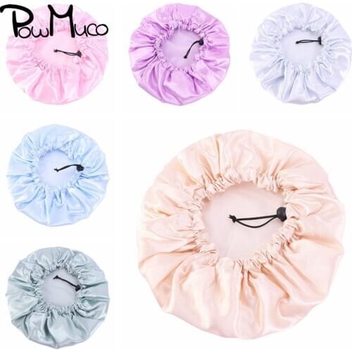 Powmuco Newborn Infant Solid Color Hair Care Bonnet Double Layer Satin Hairdressing Chemotherapy Caps Baby Girls Shower Hats