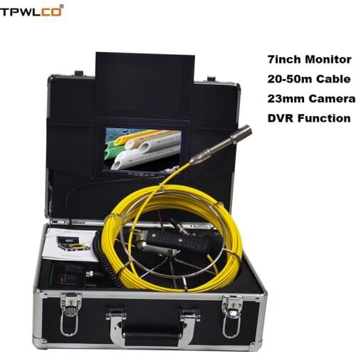 Pipeline Industrial Endoscope Drain Sewer Camera 23mm 20-50m Cable 7inch Screen Inspection Camera System 8GB SD Card With DVR