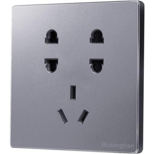 Power plug pop socket 10A wall four three uk socket Silver gray Nordic simple style panel seven holes socket J2-7K