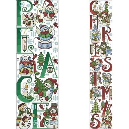 Christmas snowman banner patterns Counted Cross Stitch 11CT 14CT 18CT DIY Chinese Cross Stitch Kits Embroidery Needlework Sets