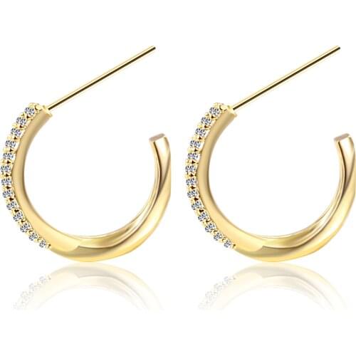 S925 Silver Needle Style Retro Earrings C-shaped Micro Inlaid Zircon Earrings Womens Fashion Jewelry