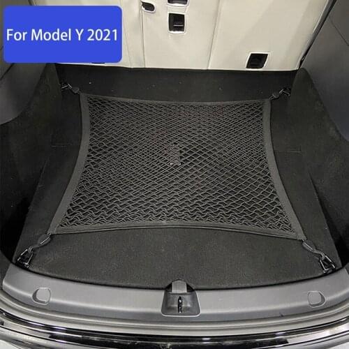 Car Trunk Net Luggage Storage Organizer Bag +Hook Up for Tesla Model Y 2020 2021 Car Accessories
