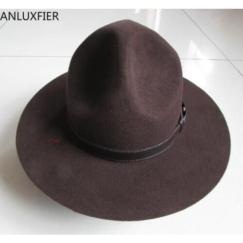 Mens Wool Fedoras Hat Male Individual Hat Three Hole Woolen Cap Australian Fedora Fashion Unisex Panama Jazz Hat B-8124
