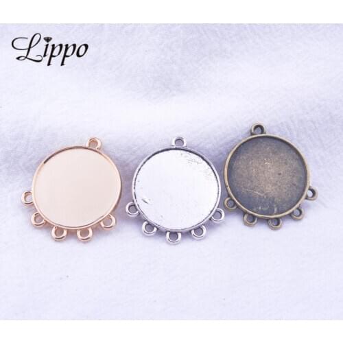 30pcs Antique Silver Bronze Earring Connectors 14mm 16mm 20mm Cabochon Base Earrings Setting Hanging Ear DIY Statement Jewelry