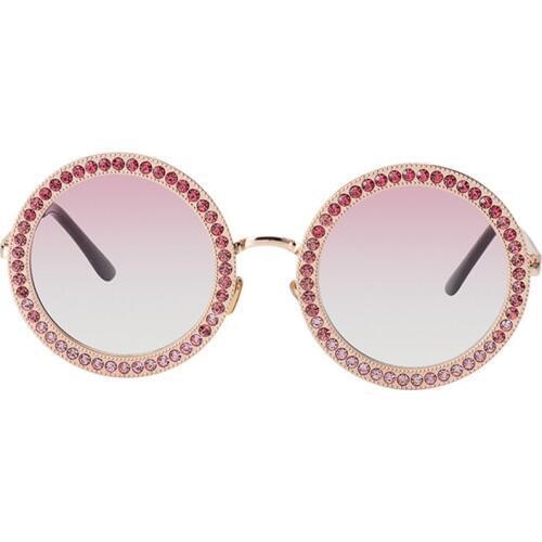 Retro Vintage 2020 Women Round Crystal Sunglasses Brand Designer Luxury Rhinestone Sun Glasses High Quality Shades UV400 ss970