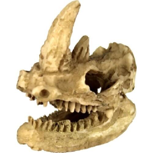 Reptile Vivarium Decoration Aquarium Fish Tank Water Ornament Rhino Skull