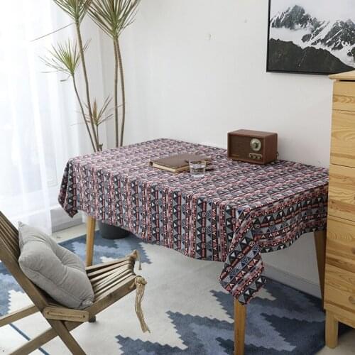 Ethnic style thick cloth restaurant tablecloth Lijiang Inn square striped sofa bedside table cover towel coffee table tablecloth