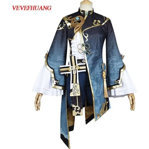 VEVEFHUANG Kосплей Game Genshin Impact XingQiu Original Ver. Battle Uniform Gorgeous Outfit Halloween Xmas Suit Party парик аним