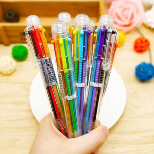 6Color Multifunctional Pen 6 IN 1 Multi-colored Gel Pen Student Study Marker Office School Colorful Neutral Pen Personalized Pen