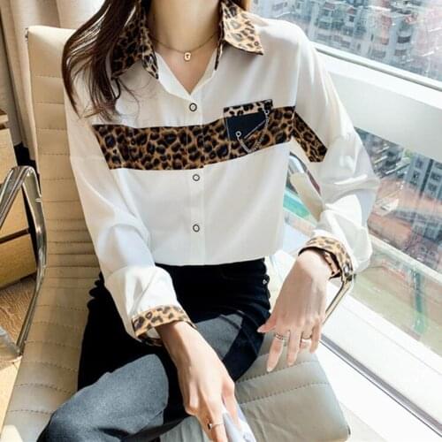 Spring Summer Autumn Tops Office Lady Blouses Female 2021 Fashion Long Sleeved Leopard Print Blusas camisas Shirts Women Elegant